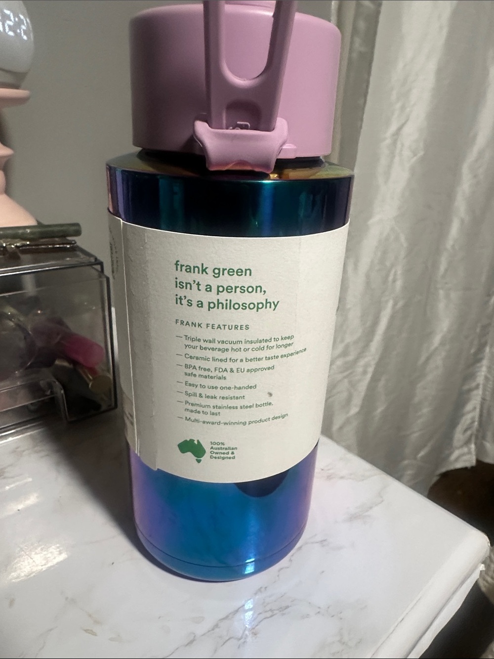 Frank Green Multicolor Water Bottle NEW! - Picture 3 of 4
